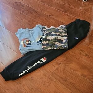 Champion Kids' Black and White Logo Joggers & T-Shirt Set